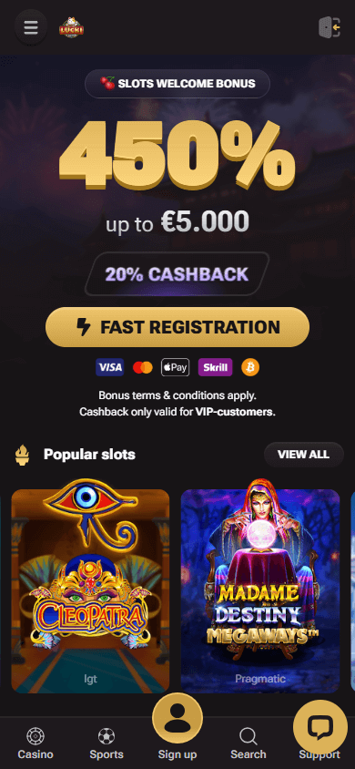 Lucki Casino Mobile screenshot